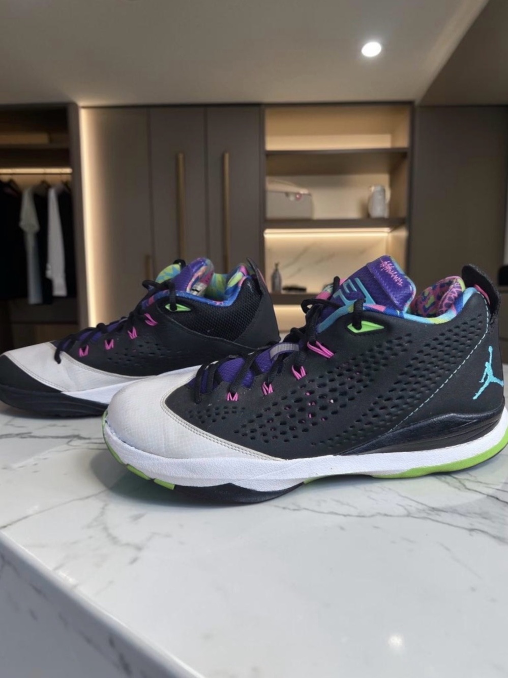 Nike Air Jordan CP3.VII Bel Air Basketball Shoes Black Purple Neon Size 11
